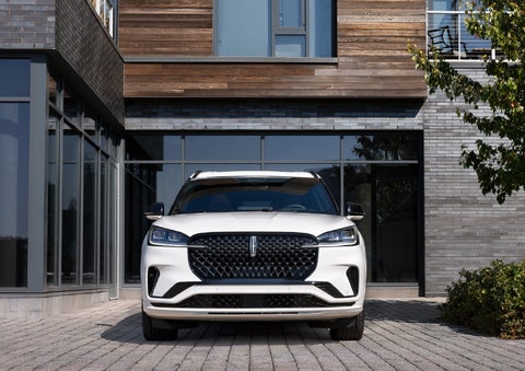 The front of a 2026 Lincoln Aviator® SUV is shown. | Hines Park Lincoln in Plymouth MI