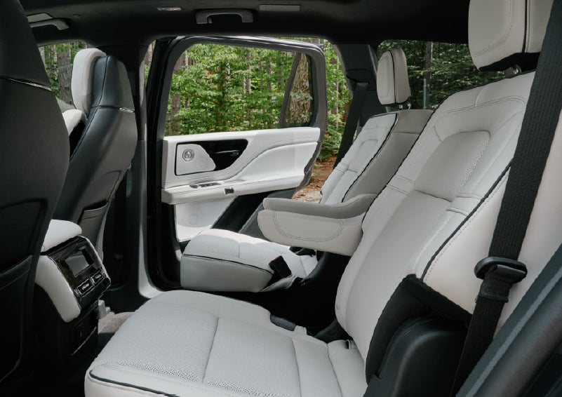 A side view of the second row with captain’s chairs in a 2027 Lincoln Aviator® Black Label™ SUV. | Hines Park Lincoln in Plymouth MI