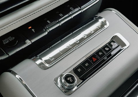 The piano key gear selector of a 2027 Lincoln Aviator® Back Label™ SUV. | Hines Park Lincoln in Plymouth MI