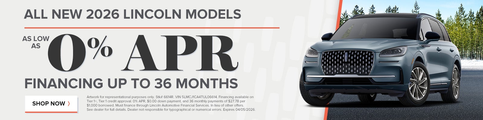 0 APR on New 2026 Lincoln Models