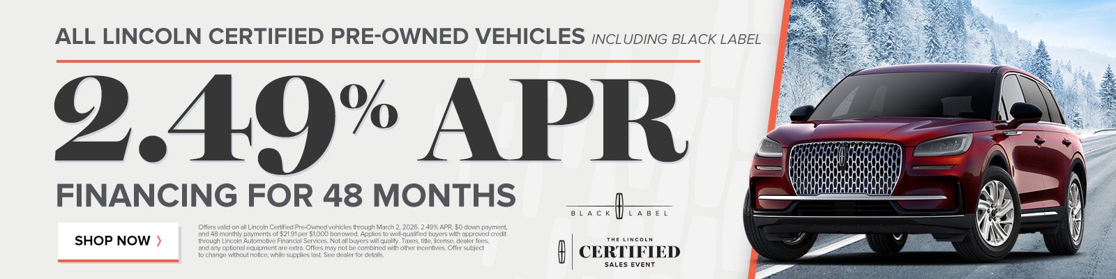 2.49 APR Financing For 48 mos.